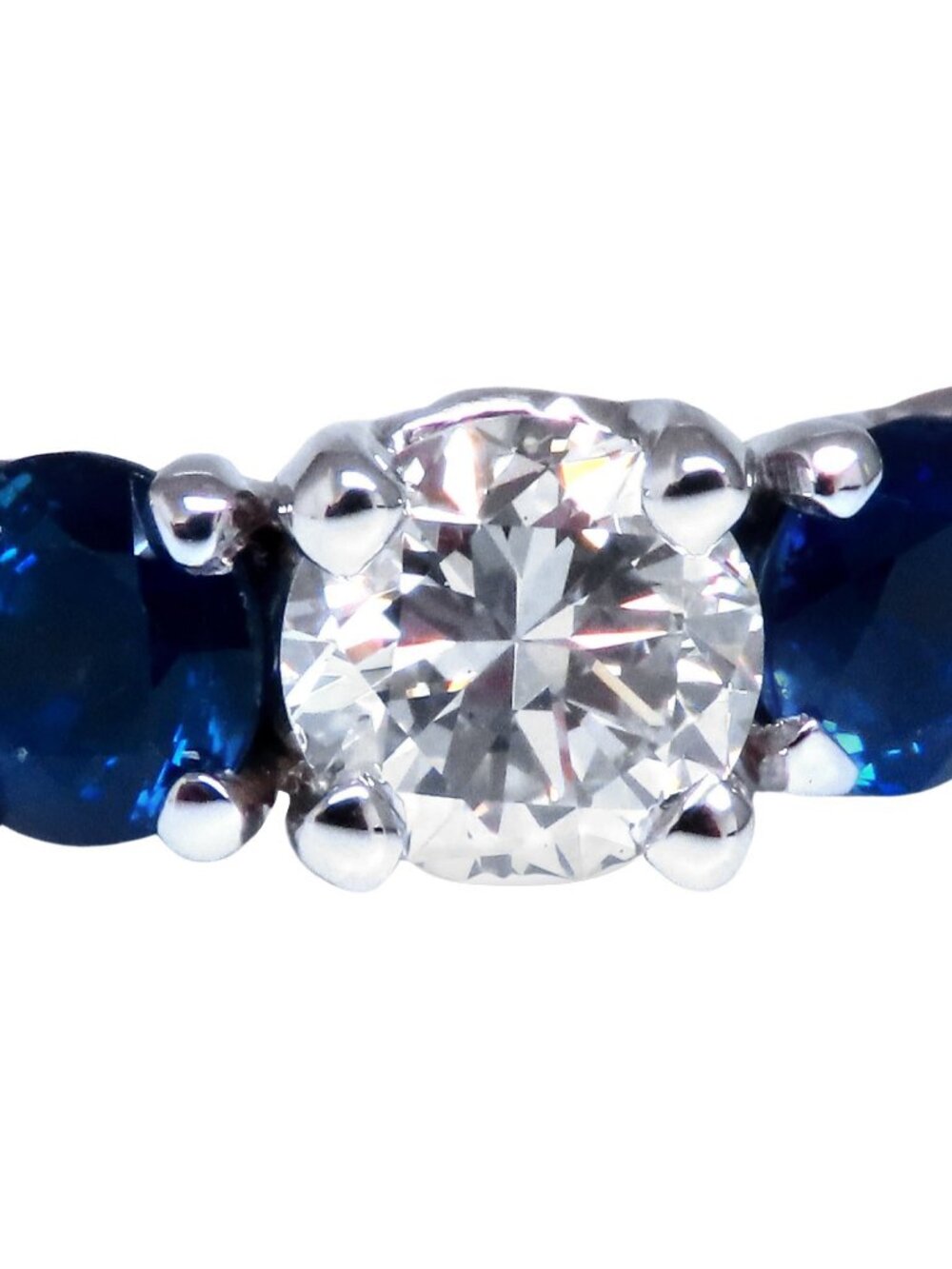 GIA Certified .82ct Natural Diamond Sapphire Three Stone Ring 14kt 54417*